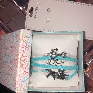 Bracelets and earrings.